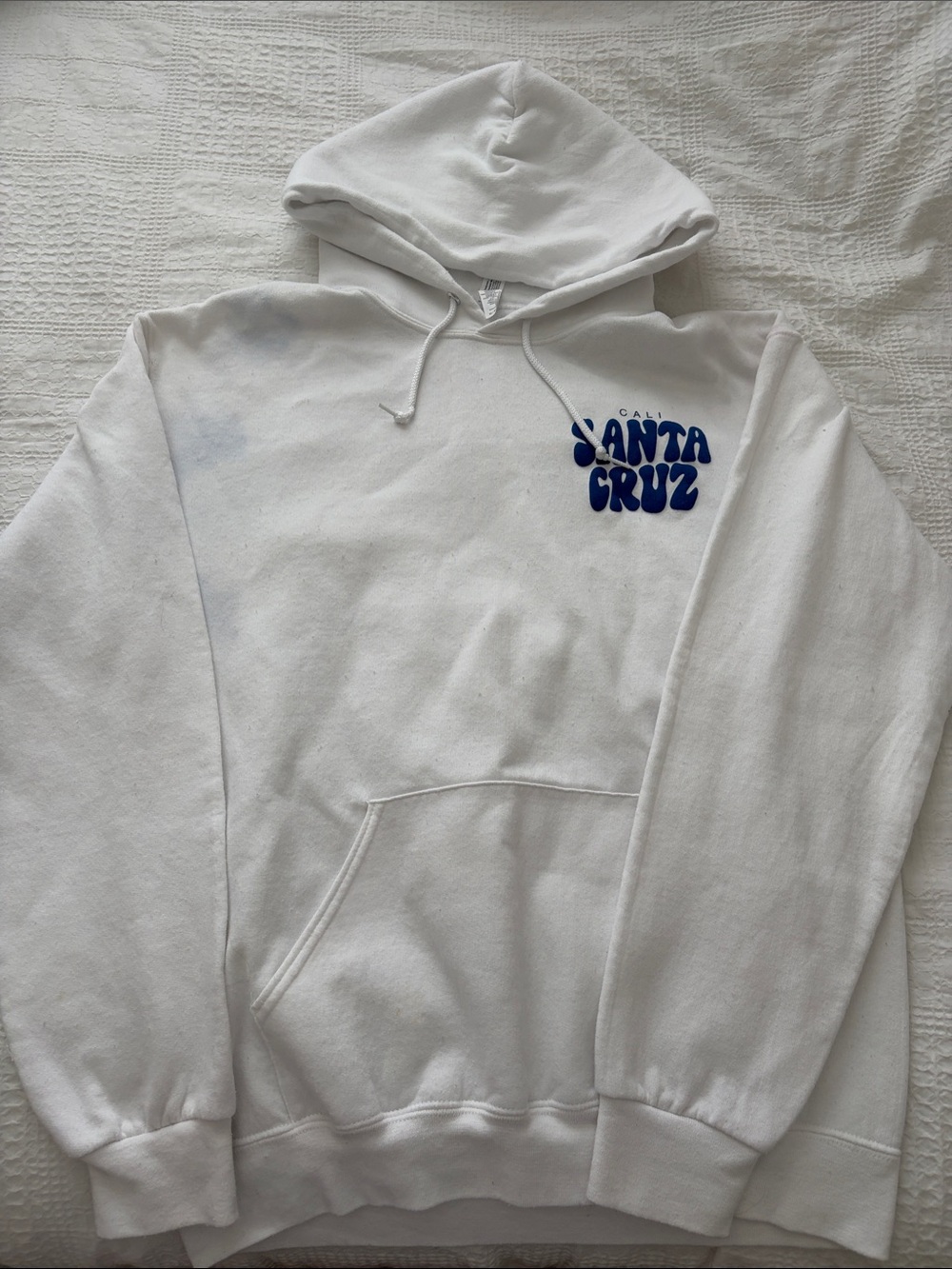 Santa Cruz Skateboards White Crewneck Hoodie with Blue Logo